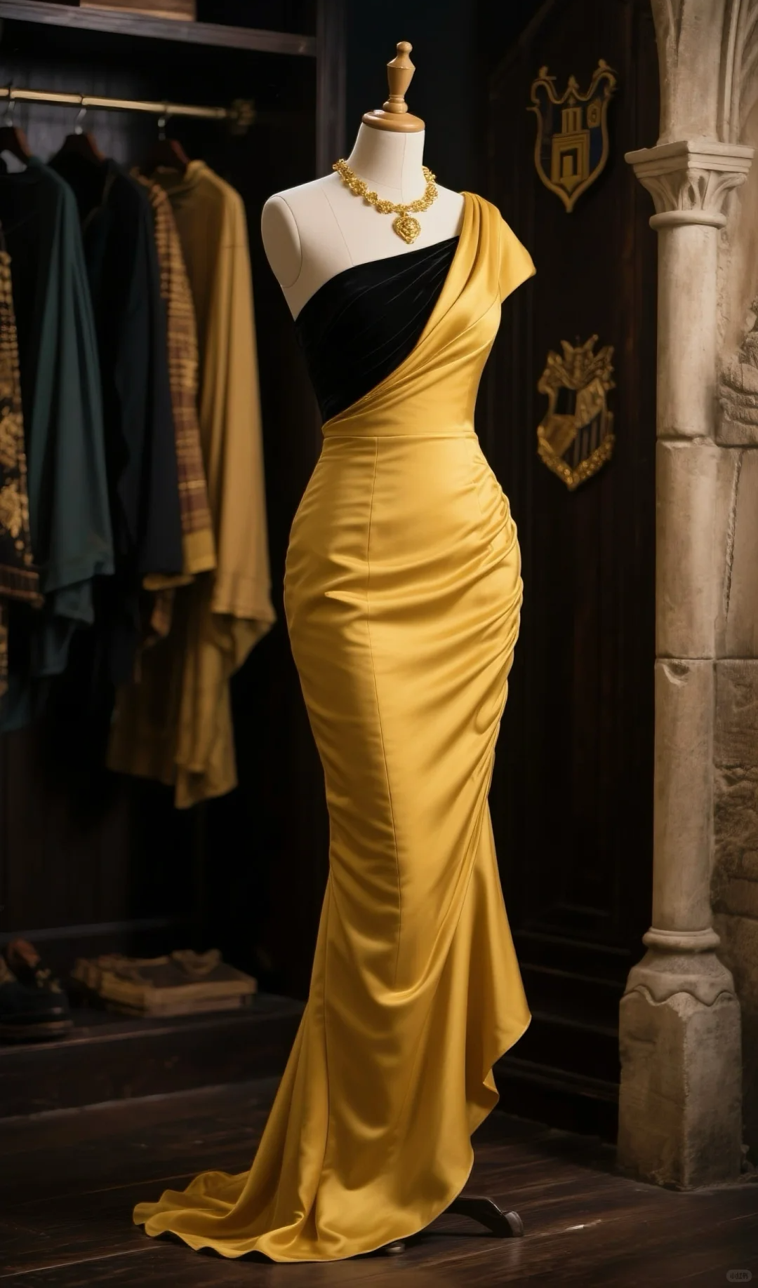 Chic Mermaid One Shoulder Satin Long Prom Dress, Evening Dress C6105