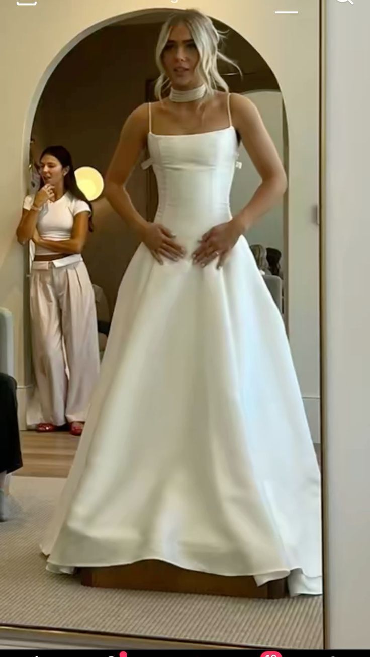 Classy A Line Spaghetti Straps Satin Long Prom Dress, Evening Dress C6128