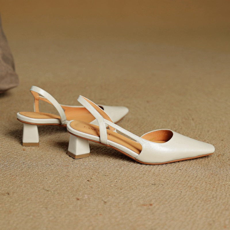 Pointed Toe Slingback Block Heel Pumps
