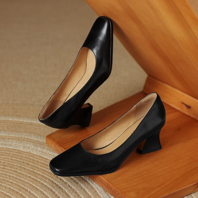 Square Toe Spool Heel Pumps 16
