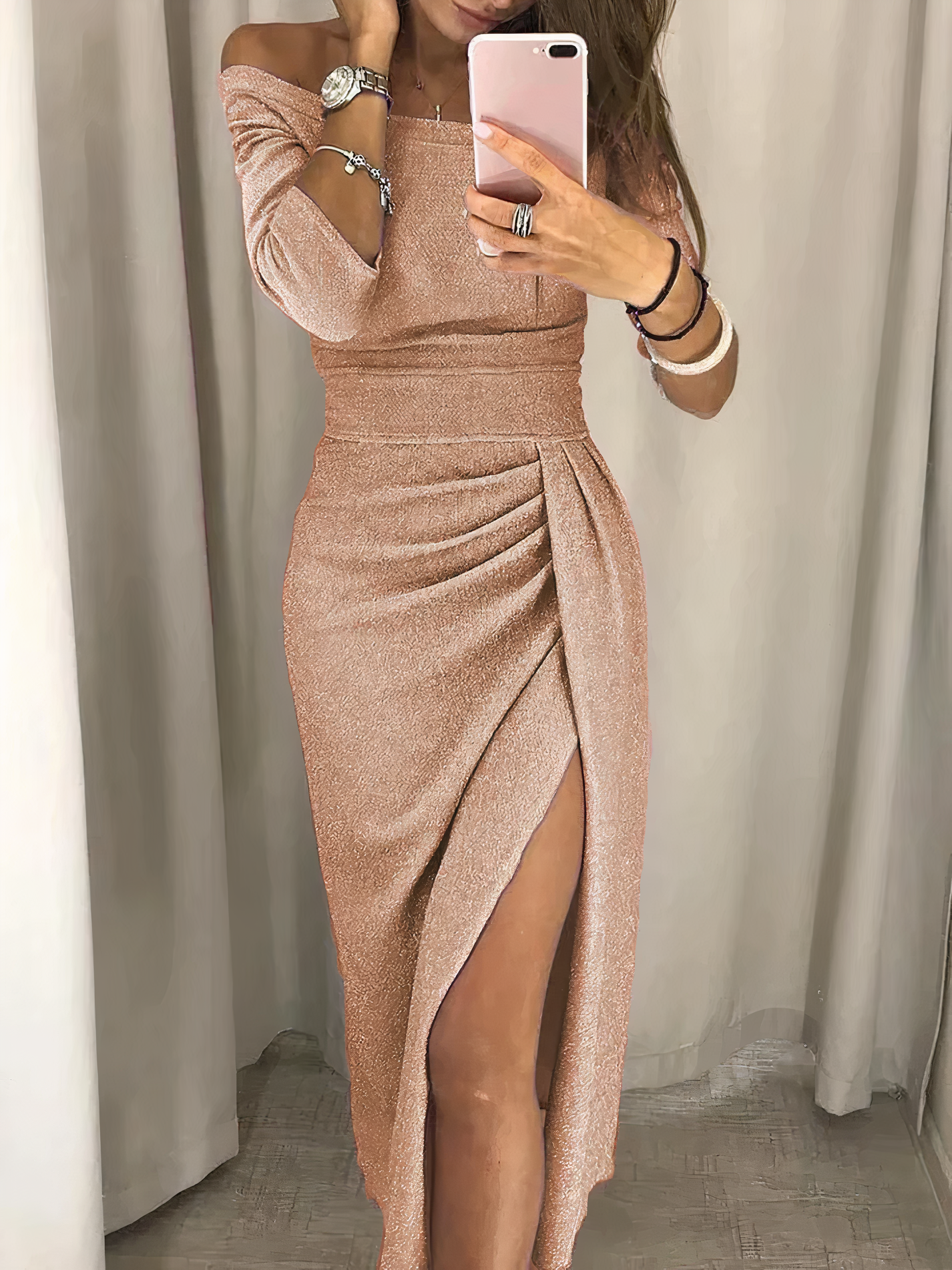 Gloria Statement Shoulder Hugging Pencil Dress Premium Wardrobe Essential