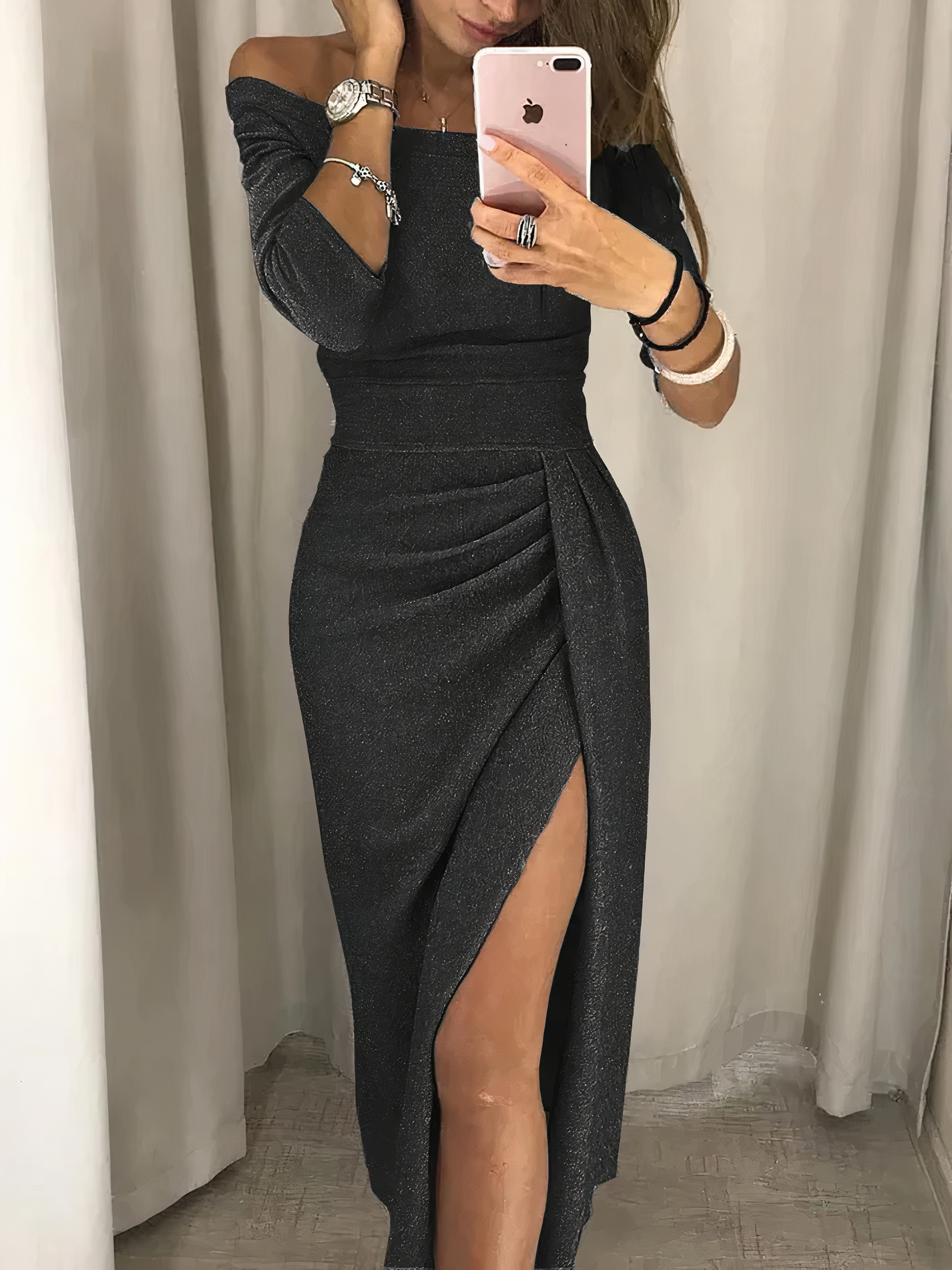 Gloria Statement Shoulder Hugging Pencil Dress Premium Wardrobe Essential