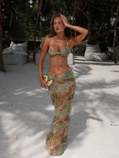 Pearl Chain Halter Neck Cut Out Mesh Maxi Dress 7