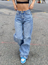 Basic Wash Straight Leg Boyfriend Jeans Blue / S Boyfriend Jeans