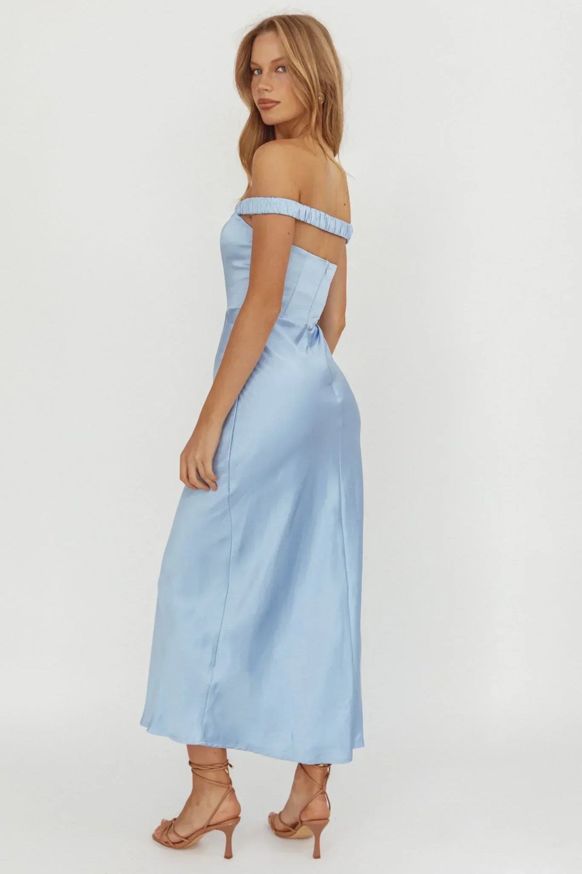 Cari Off-Shoulder Strap Maxi Dress Ice Blue