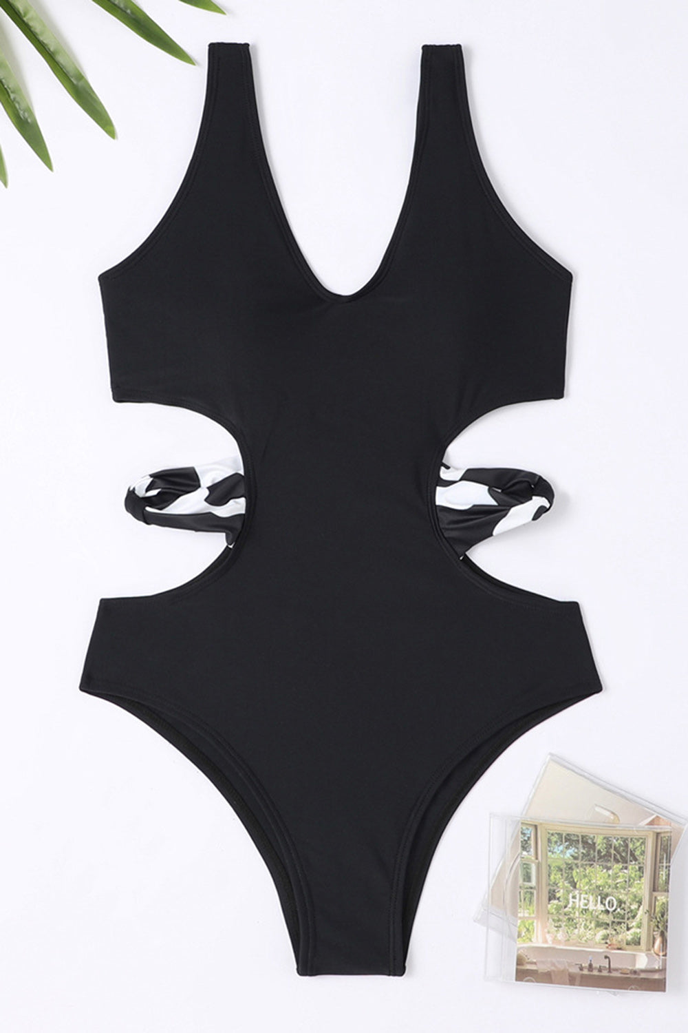 Cut Out One Piece Black Swimwear