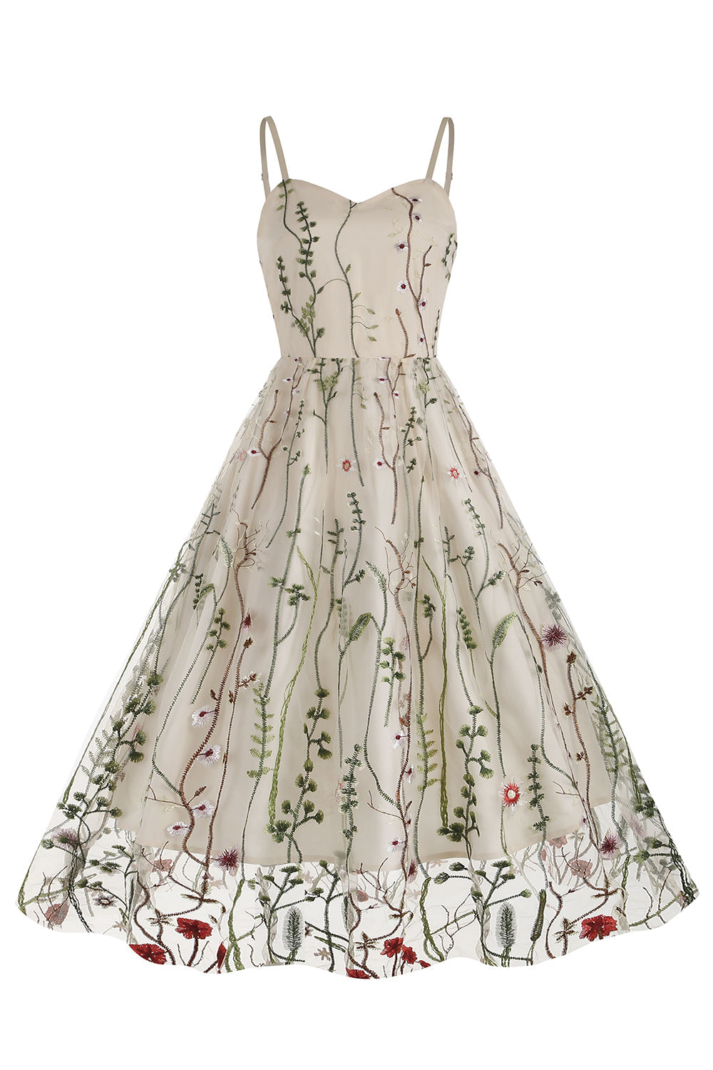 A Line Black 1950s Dress with Embroidery