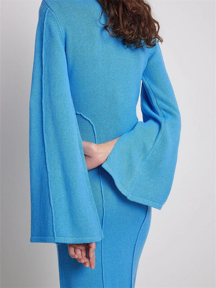 Vintage Washed Patchwork Flared Sleeve Dress