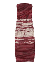 Irregular Tie Dyeing Print Tube for Women Summer Beach Party Clubwear Strapless Off Shoulder Ruched Dress