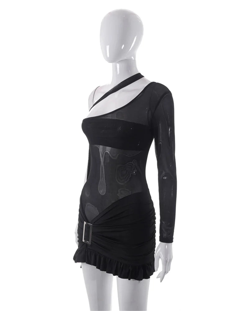 Sheer See Through Long Sleeve Mini Dresses 4