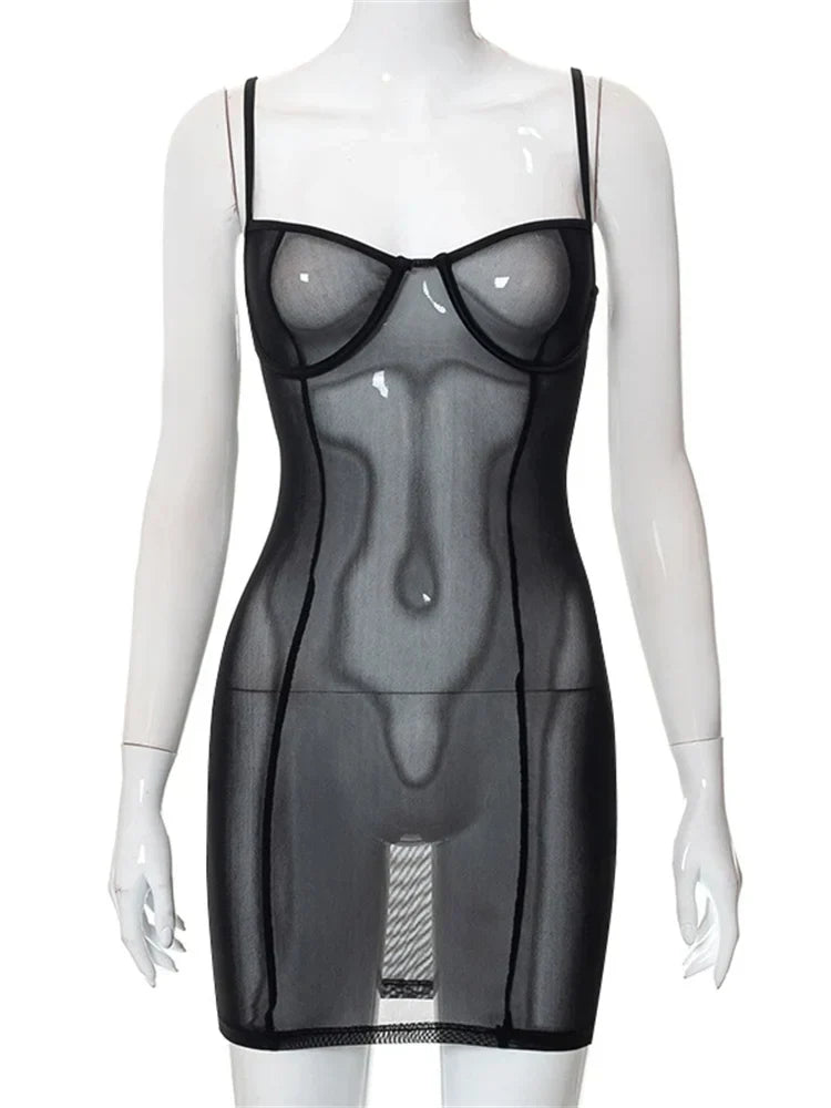Mesh See Through Summer Mini Dresses