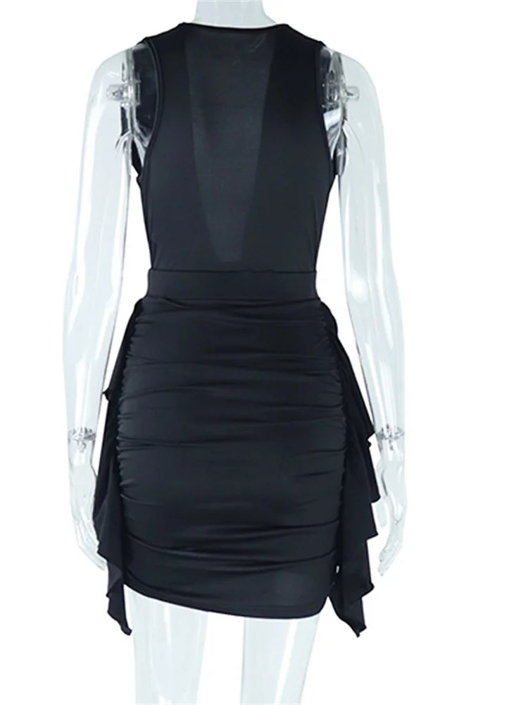 Deep Vneck Ruched Off Shoulder Mini Dresses