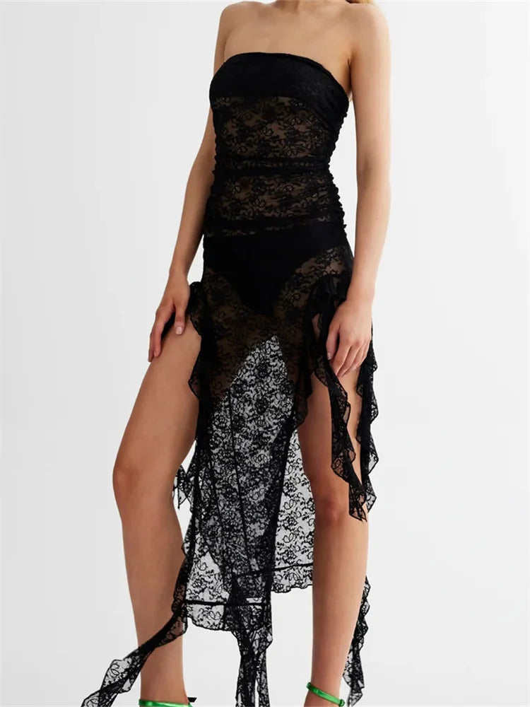 Backless Off-the-Shoulder Lace Dress