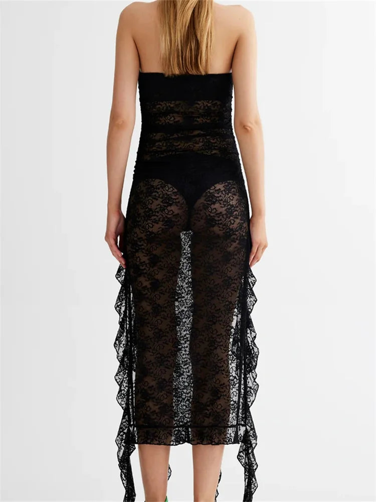 Backless Off-the-Shoulder Lace Dress