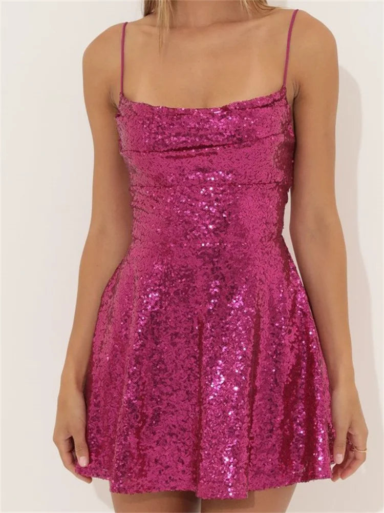 Sequined Sleeveless ALine Mini Dresses