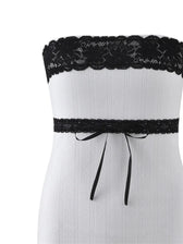 Off Shoulder Lace Trim Tube Mini Dresses 5