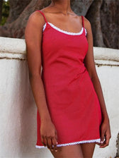 Vintage Summer Lace Trim Backless Mini Dresses 4