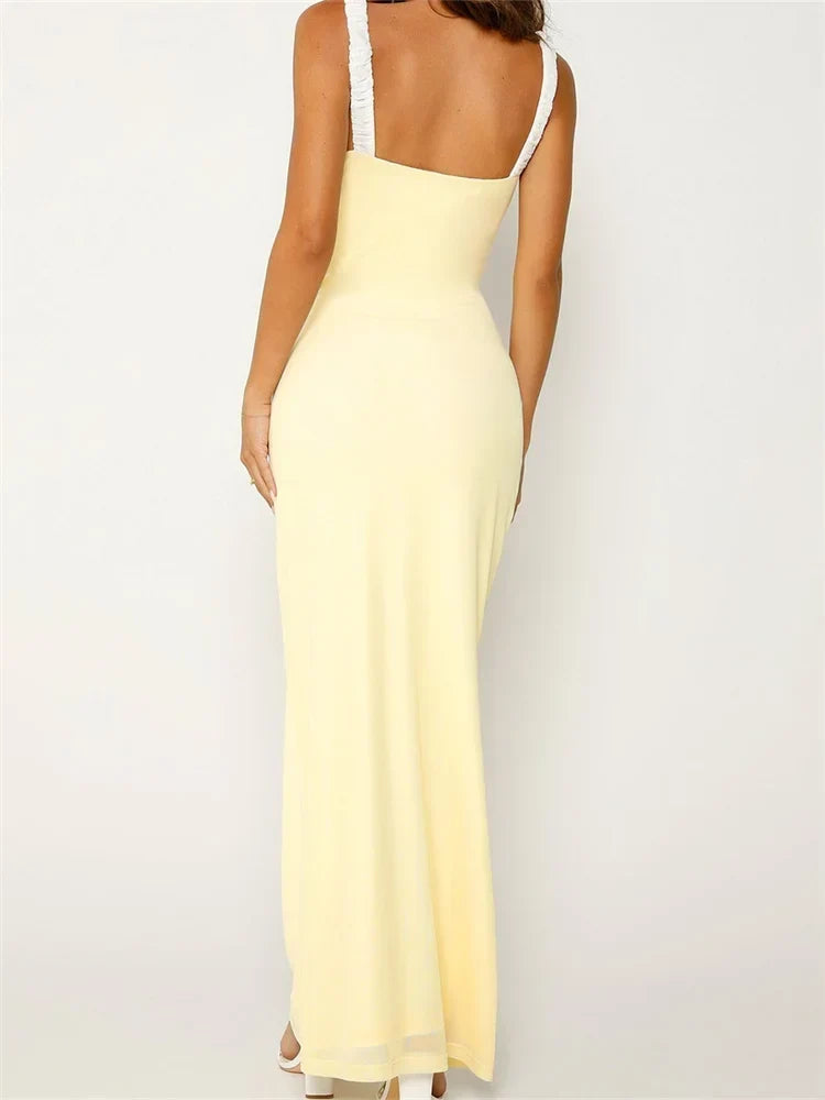 Floral V-Neck Lace Trim Ruffle Strap Mermaid Maxi Dress 6
