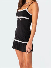 Sleeveless Spaghetti Strap Lace Patchwork Summer Party Mini Dress