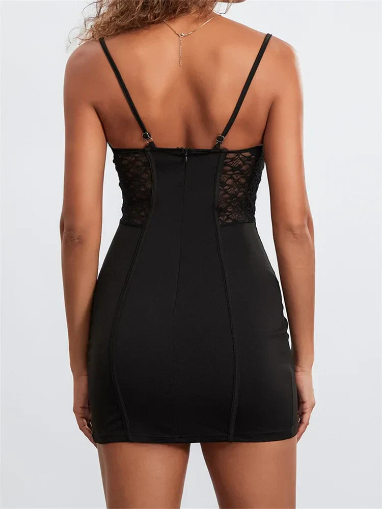 Lace Backless Spaghetti Strap Mini Dresses 2