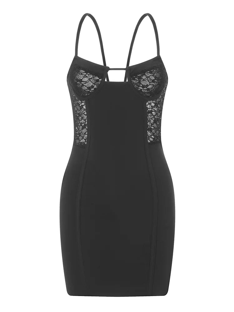 Lace Backless Spaghetti Strap Mini Dresses 6