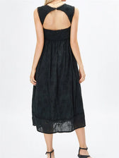 Women Summer Lace Floral Backless Tie-up Sleeveless Spaghetti Strap Hollow Out Party Female Vestidos