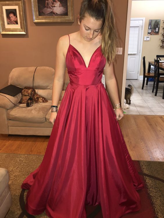 Spaghetti Straps Empire Burgundy Prom Dress cc1304