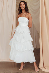 Strapless Ruffle Tiered Maxi Dress