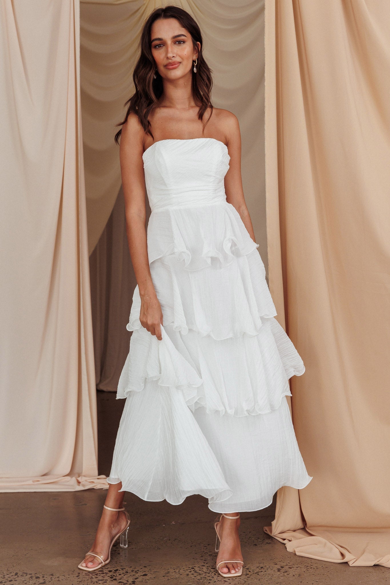 Strapless Ruffle Tiered Maxi Dress 3