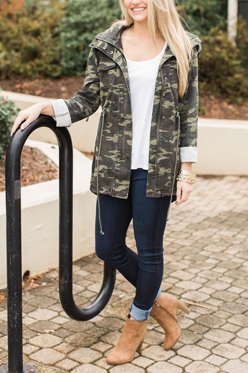 Pockets Drawstring Hoodie Jackets