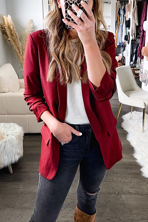 Button Wine Red Blazer
