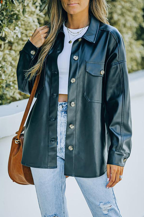 PU Long Sleeve Button Jackets