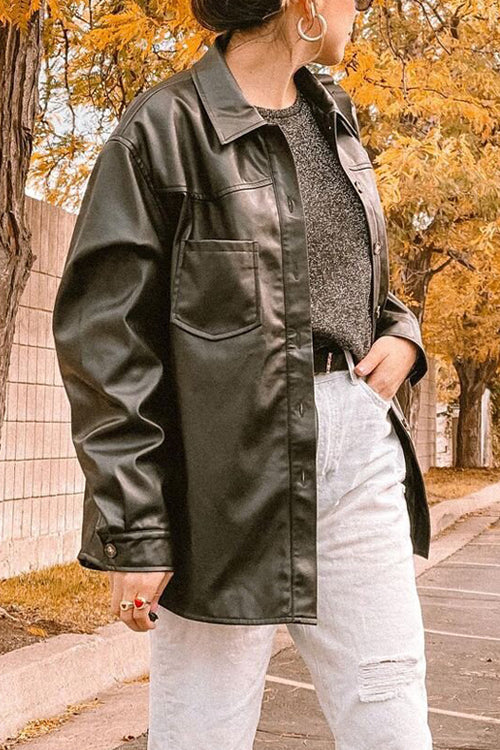 PU Long Sleeve Button Jackets