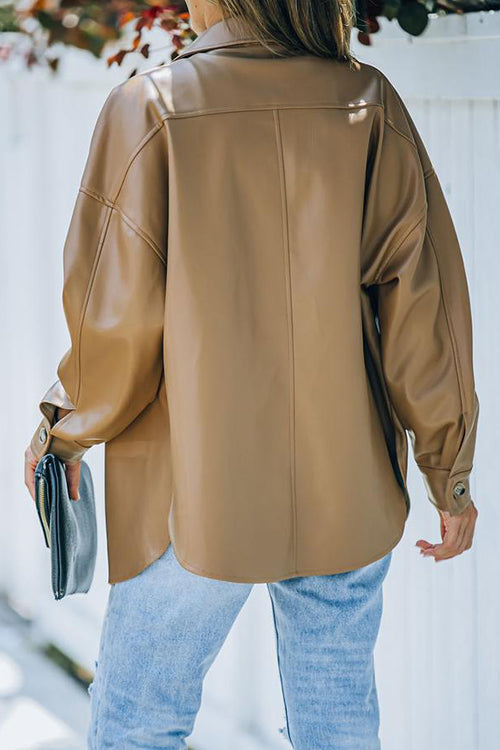 PU Long Sleeve Button Jackets