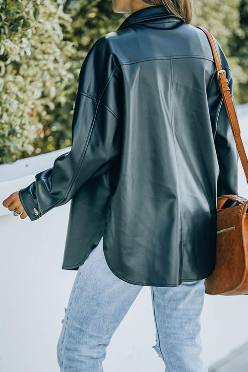 PU Long Sleeve Button Jackets