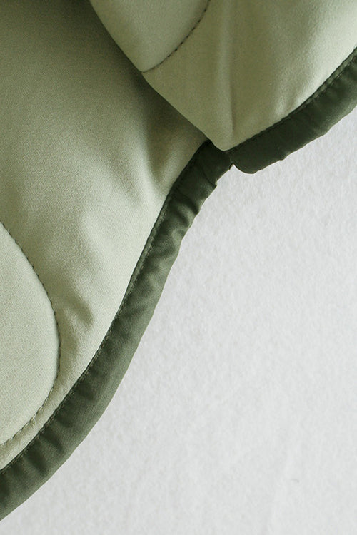 Quilted Pockets O Neck Jacket