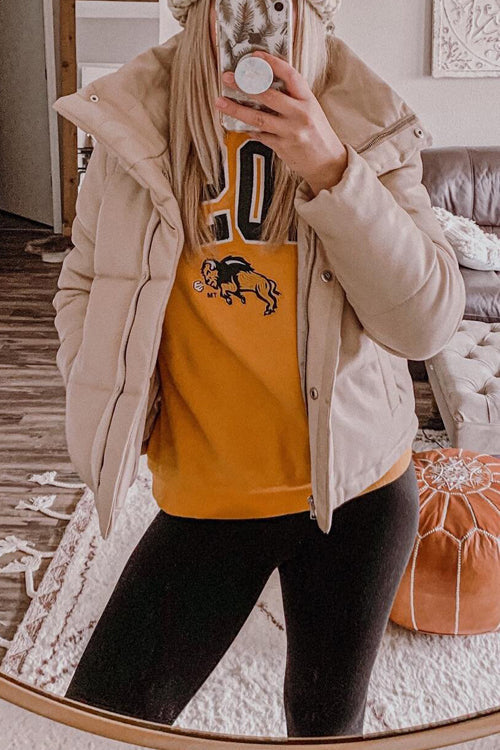 Faux Leather Puffer Jacket