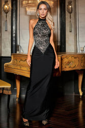 Abihail Backless Floral Lace Maxi Dress