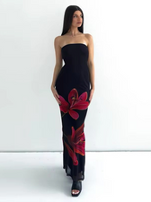 Strapless Floral Print Bodycon Maxi Dress 2