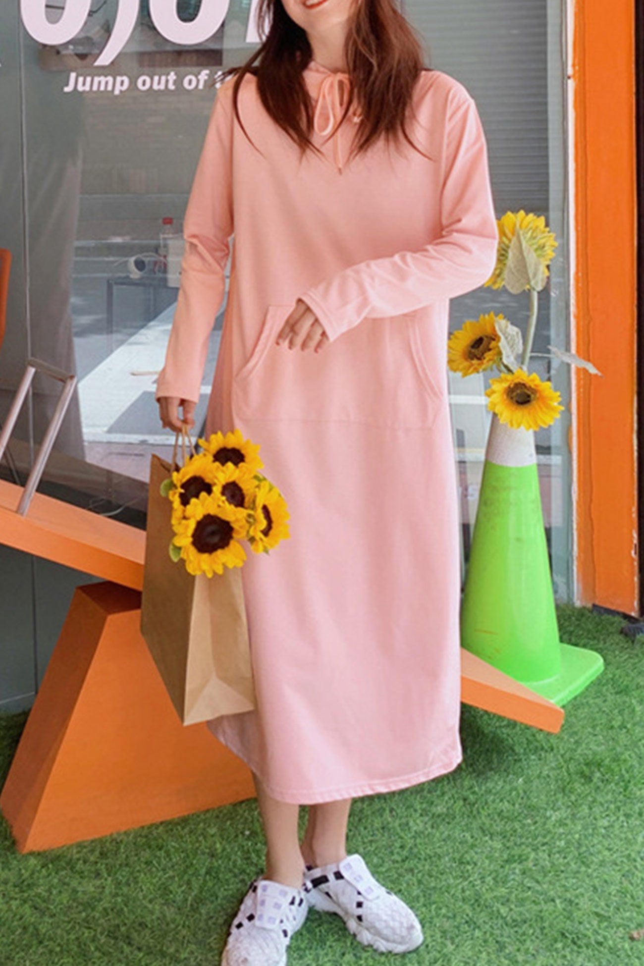 Yvonne Candy Colored Hooded Dress with Urban Everyday Styling