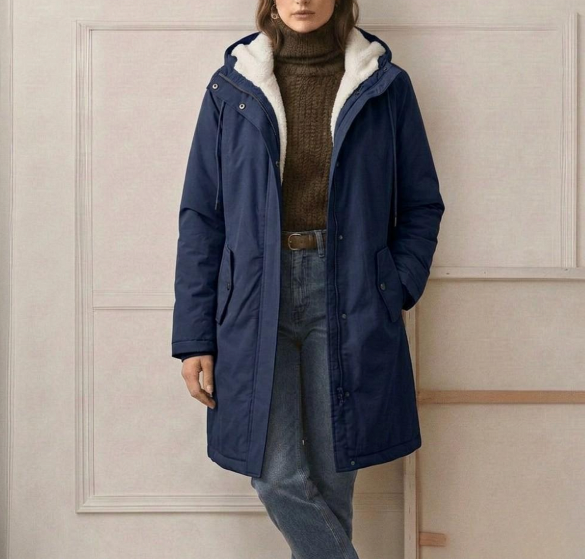 Hooded Sherpa Lined Zip Front Parka Coat