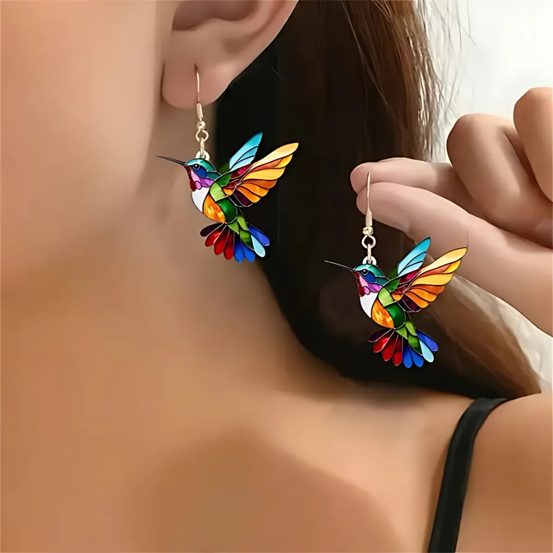 Enamel Hummingbird Pendant Fine Chain Necklace