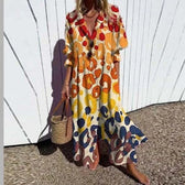 Floral V-Neck Puff Sleeve Tiered Maxi Dress 2