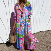 Floral V-Neck Puff Sleeve Tiered Maxi Dress 3
