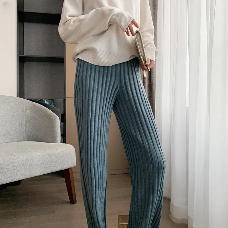 Full Length Elastic Waist Yoga Slim High Waist Wide Leg Pants