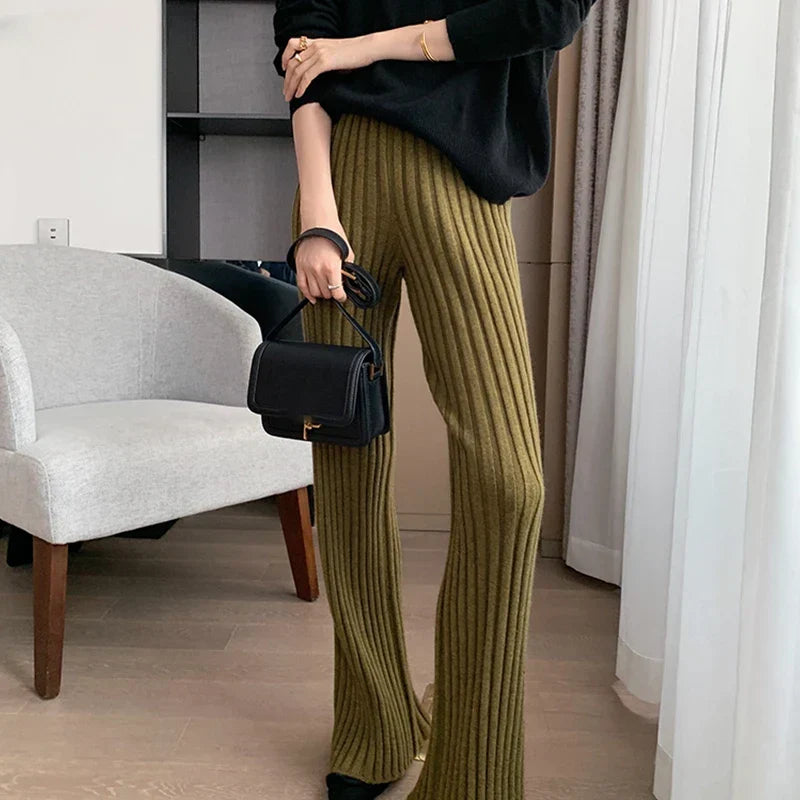 Full Length Elastic Waist Yoga Slim High Waist Wide Leg Pants