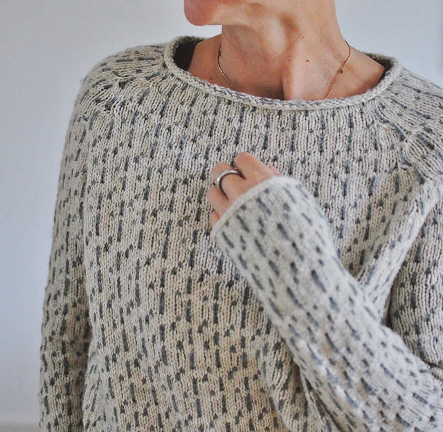 Crew Neck Textured Dash Knit Sweater
