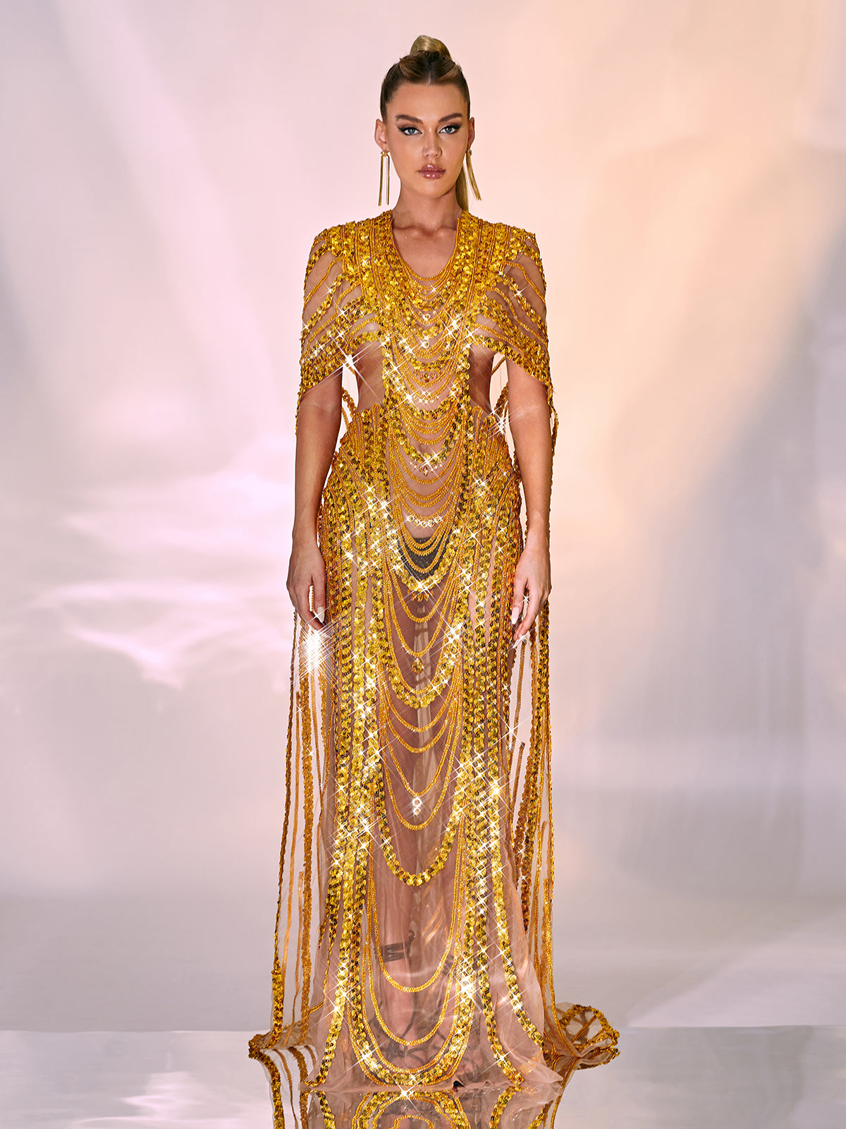 Chana Sequin Crystal Mesh Maxi Dress 3
