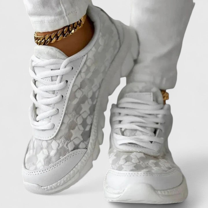 Lace Up Floral Textured Chunky Sneakers