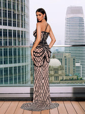 One Shoulder Sequin Corded Maxi Dress - View 6